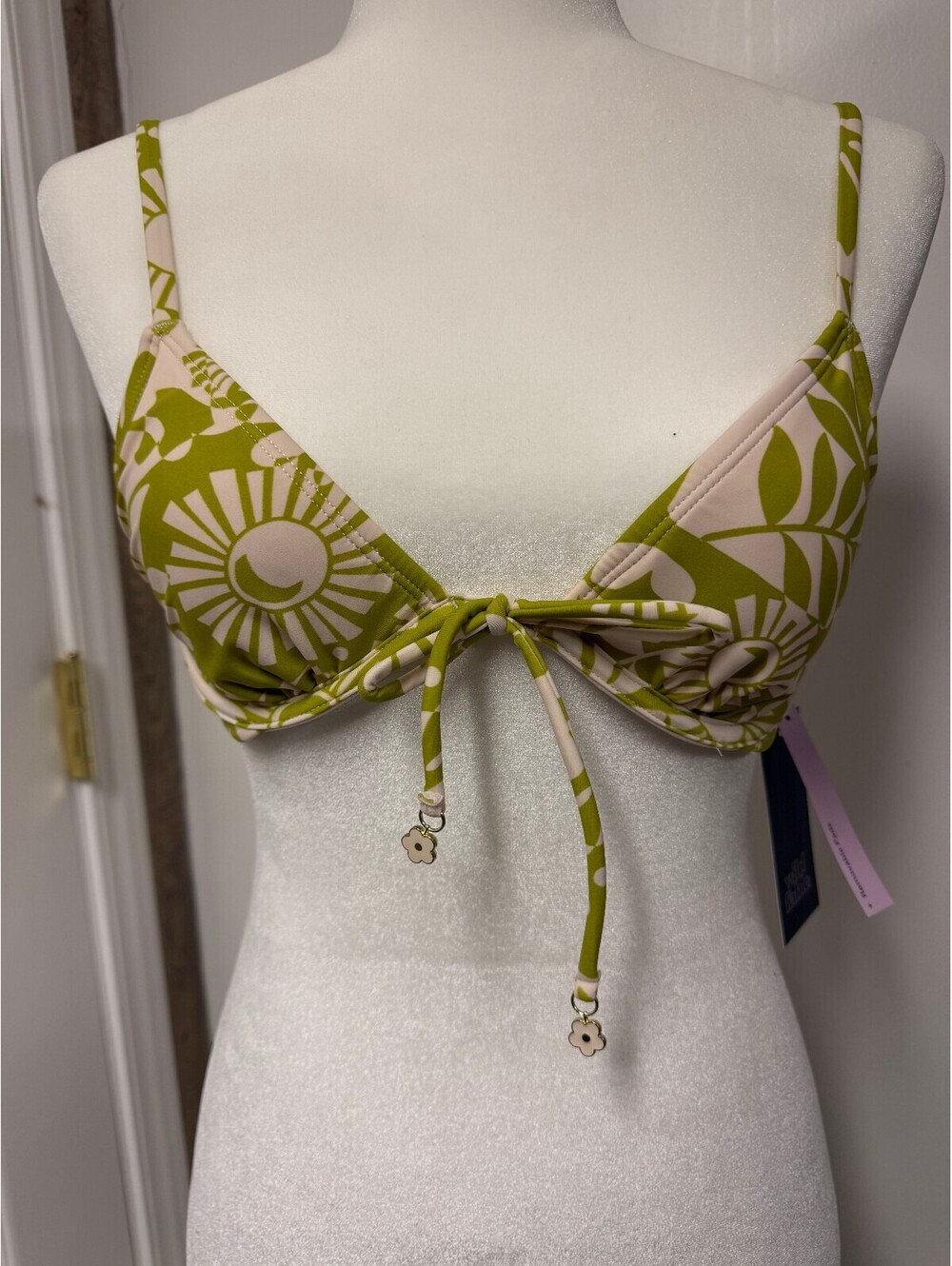 Wild Fable Women's Green Floral Adjustable Bikini Top Removable Pads XXS (00)